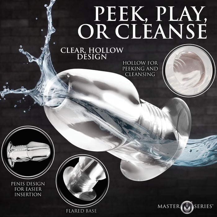 Master Series Dicked Clear Hollow Anal Plug Large