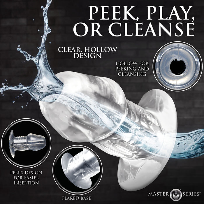 Master Series Dicked Clear Hollow Anal Plug Medium