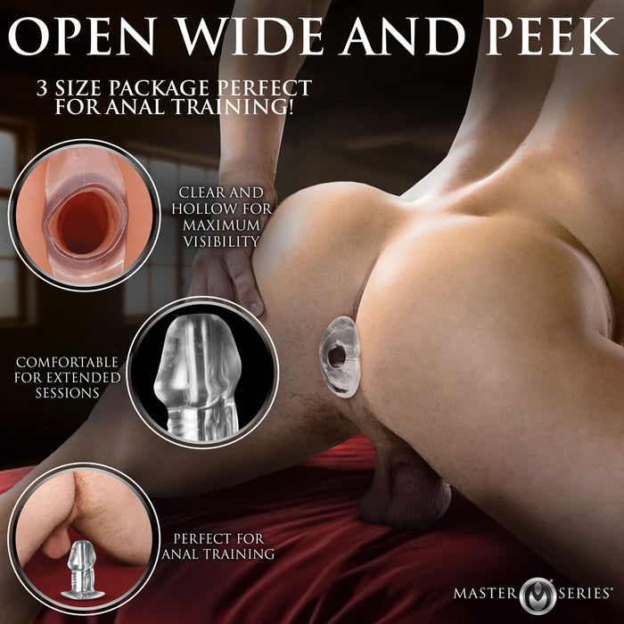 Master Series Dicked Clear Hollow Anal Plug Medium