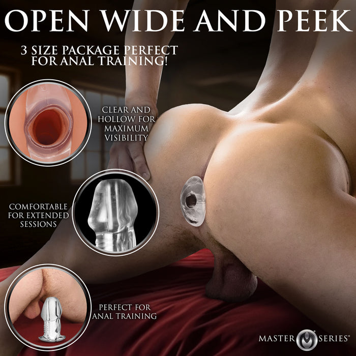 Master Series Dicked Clear Hollow Anal Plug XLarge