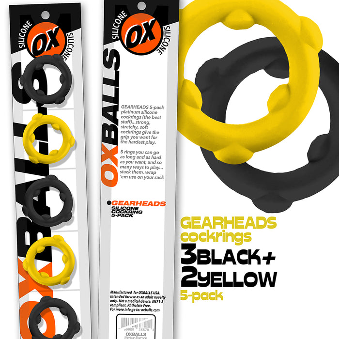 Oxballs Gearheads 5-Pack Spinner Rings Yellow/Black