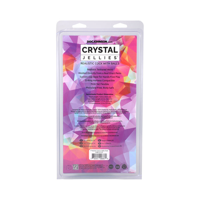 Crystal Jellies 7 in. Realistic Cock with Balls Teal