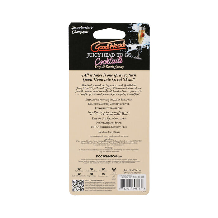 GoodHead Juicy Head Cocktails Dry Mouth Spray To-Go Strawberries & Champagne