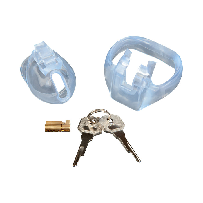 Blue Line Small Dick Acrylic Mini Chastity Cage