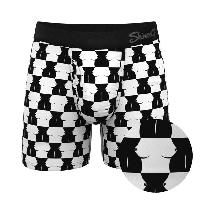 Shinesty The Chest Mate Checkered Ball Hammock Pouch Underwear with Fly M