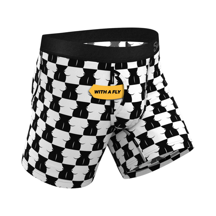 Shinesty The Chest Mate Checkered Ball Hammock Pouch Underwear with Fly XL