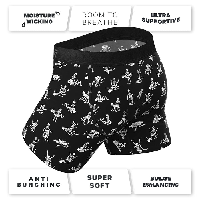 Shinesty The Bare Back Bones Glow-in-the-Dark Skeletons Ball Hammock Pouch Underwear with Fly S