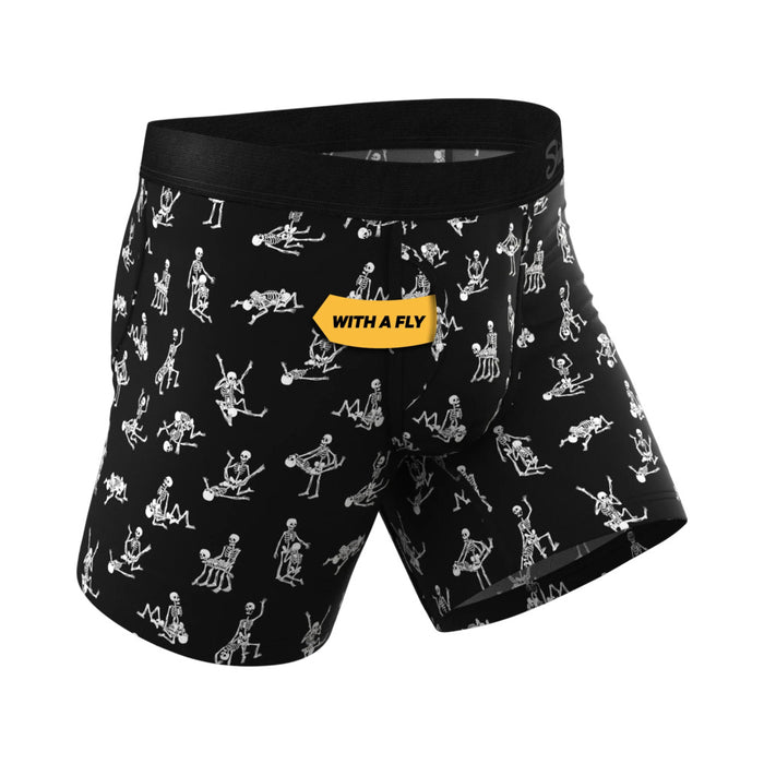 Shinesty The Bare Back Bones Glow-in-the-Dark Skeletons Ball Hammock Pouch Underwear with Fly L