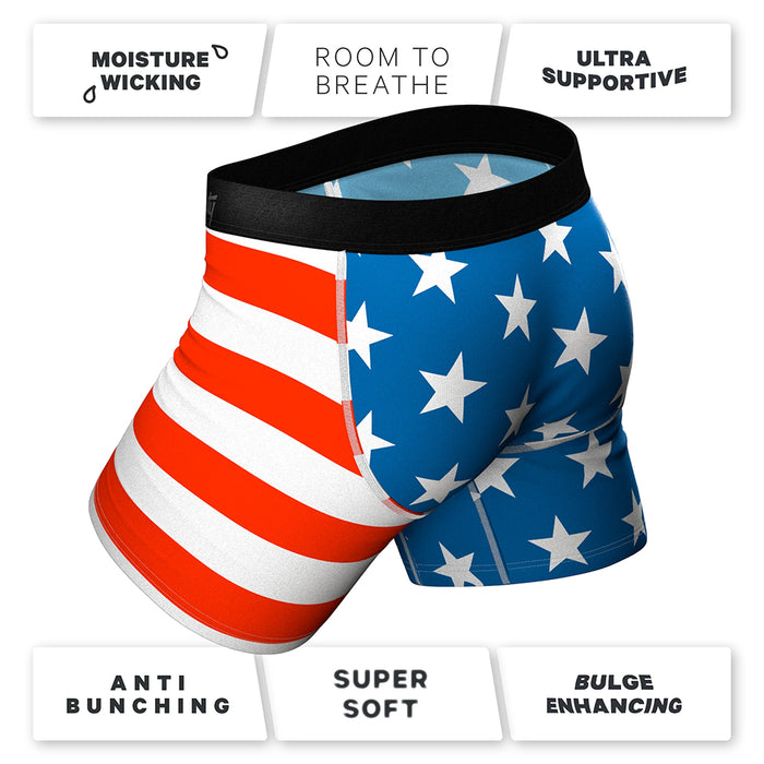 Shinesty The Mascot American Flag Ball Hammock Pouch Underwear with Fly L