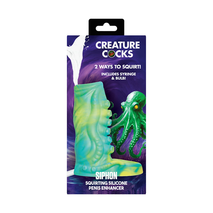 Creature Cocks Siphon Tentacle Squirting Silicone Penis Enhancer Green