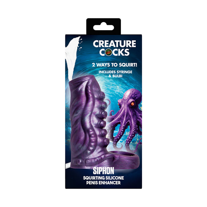 Creature Cocks Siphon Tentacle Squirting Silicone Penis Enhancer Purple