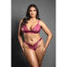 Fantasy Lingerie Domina Bralette & Panty with Zipper Details Berry Queen Size