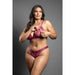 Fantasy Lingerie Domina Bralette & Panty with Zipper Details Berry Queen Size