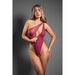 Fantasy Lingerie Domina Crotchless One-Shoulder Teddy with Asymmetrical Front Zipper Berry M/L