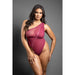 Fantasy Lingerie Domina Crotchless One-Shoulder Teddy with Asymmetrical Front Zipper Berry Queen Size