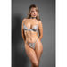 Fantasy Lingerie Domina Bra & Crotchless Panty with Chain Strap Accents & Choker Gray L/XL