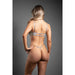 Fantasy Lingerie Domina Bra & Crotchless Panty with Chain Strap Accents & Choker Gray L/XL
