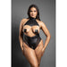Fantasy Lingerie Domina Cupless High-Neck Halter Teddy with Zipper Detail & Pasties Black Queen Size