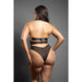 Fantasy Lingerie Domina Cupless High-Neck Halter Teddy with Zipper Detail & Pasties Black Queen Size