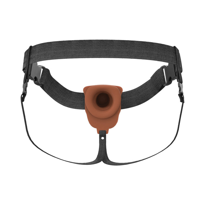 Fantasy X-Tensions Elite Vibrating Hollow Silicone Strap-On 6 in. Brown