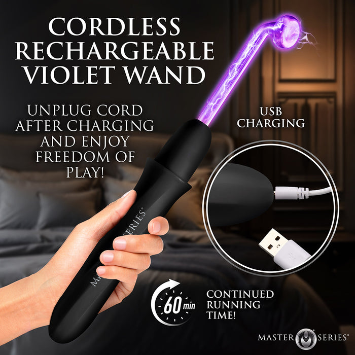 Master Series Elektrawand Rechargeable E-Stim Wand with Attachments Black