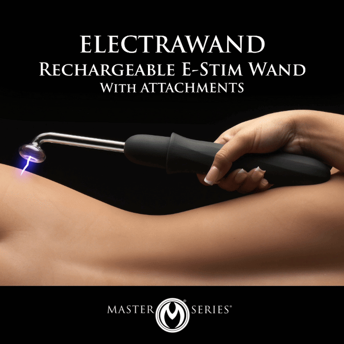 Master Series Elektrawand Rechargeable E-Stim Wand with Attachments Black