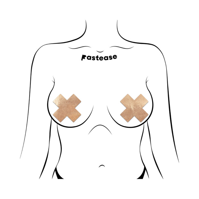 Pastease Everyday Reusable Pasties Rose Gold Vegan Luxury Suede Cross Nipple Covers