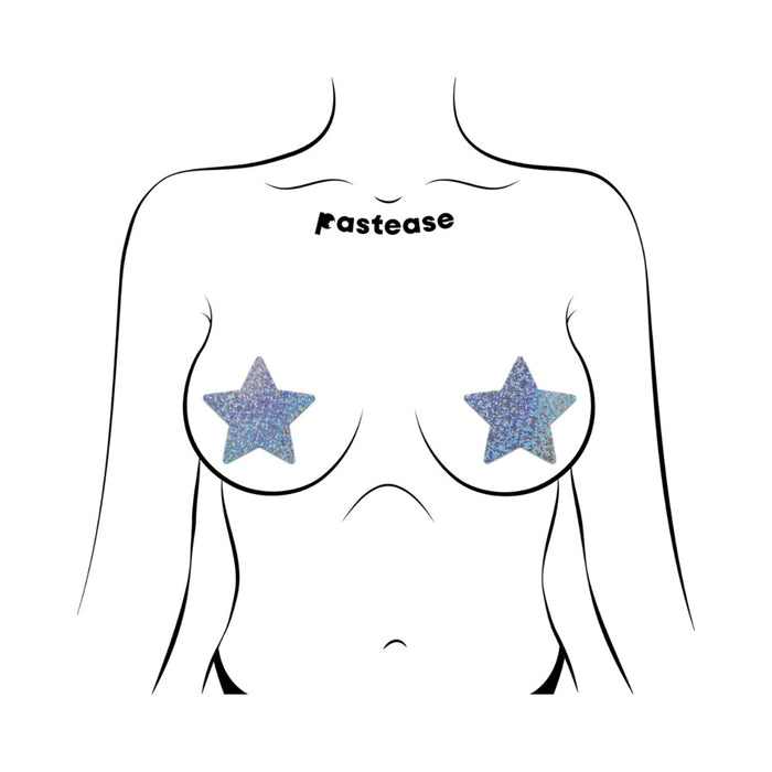 Pastease Everyday Reusable Glittering Silver Star Nipple Pasties