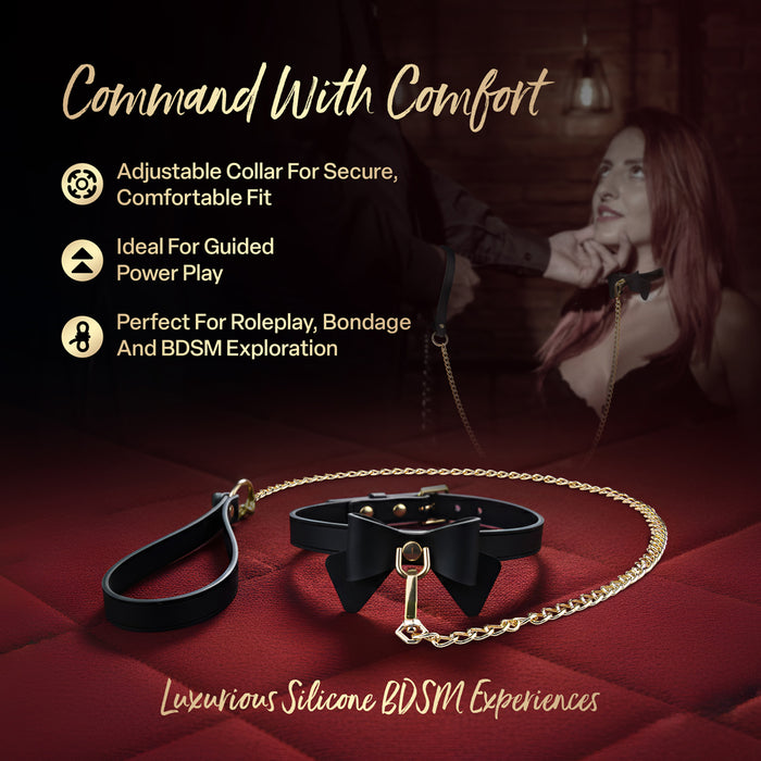 Temptasia Ardor Collar & Leash Black with Bow