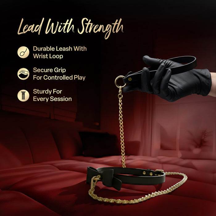 Temptasia Ardor Collar & Leash Black with Bow