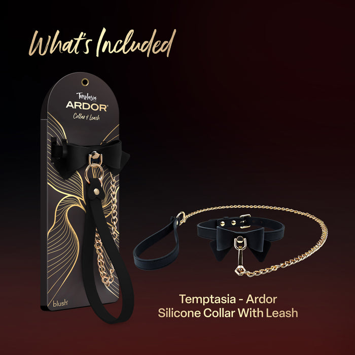 Temptasia Ardor Collar & Leash Black with Bow
