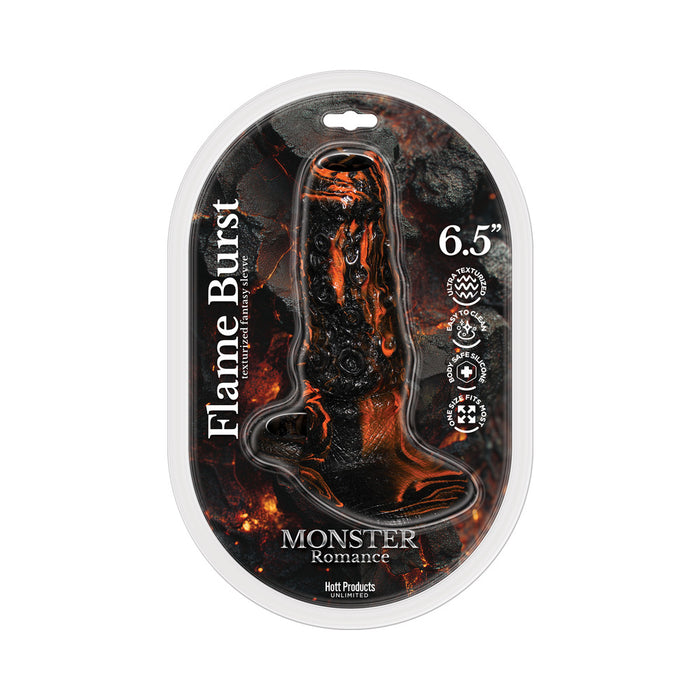 Monster Romance Flame Burst Textured Penis Sleeve with Scrotum Strap