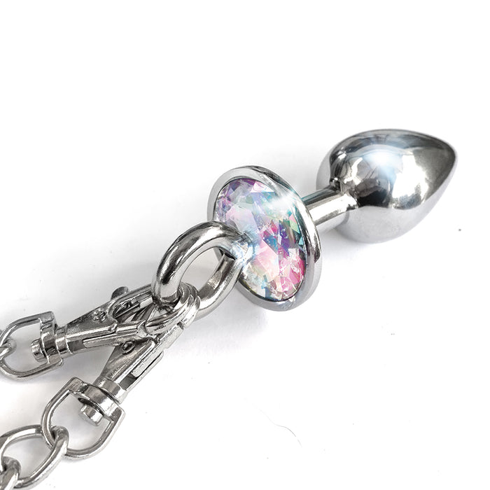 NIXIE Metal Butt Plug & Furry Handcuff Set Medium Unicorn