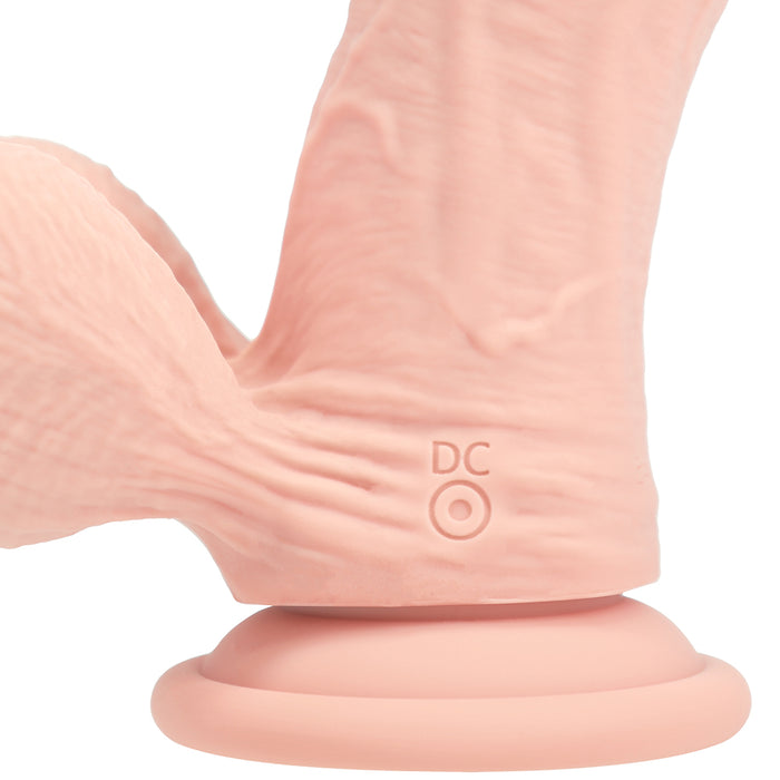 Realrock Realistic Dual Density Vibrating Silicone Dildo with Weighted Balls 6 in. Beige