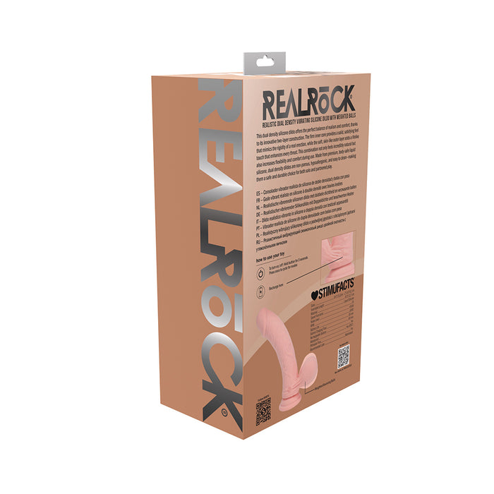 Realrock Realistic Dual Density Vibrating Silicone Dildo with Weighted Balls 6 in. Beige