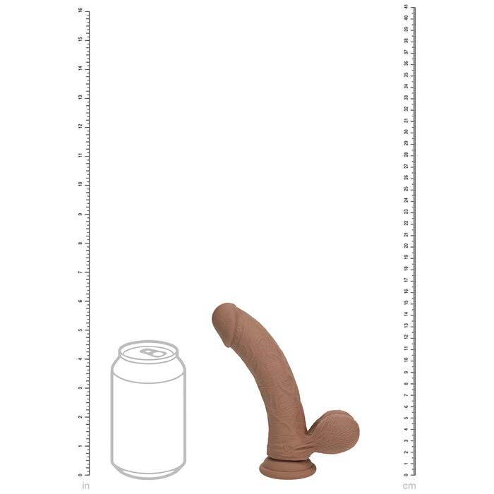 Realrock Realistic Dual Density Vibrating Silicone Dildo with Weighted Balls 6 in. Tan
