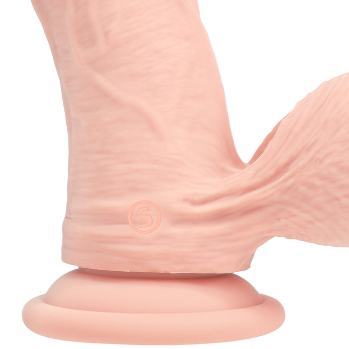 Realrock Realistic Dual Density Vibrating Silicone Dildo with Weighted Balls 7 in. Beige