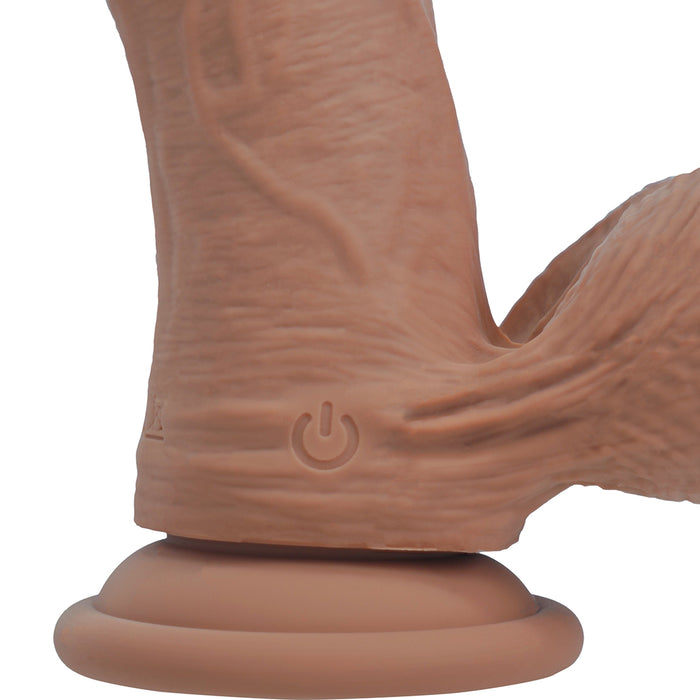Realrock Realistic Dual Density Vibrating Silicone Dildo with Weighted Balls 7 in. Tan