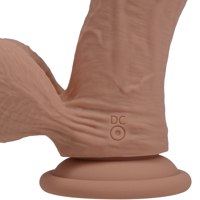 Realrock Realistic Dual Density Vibrating Silicone Dildo with Weighted Balls 7 in. Tan