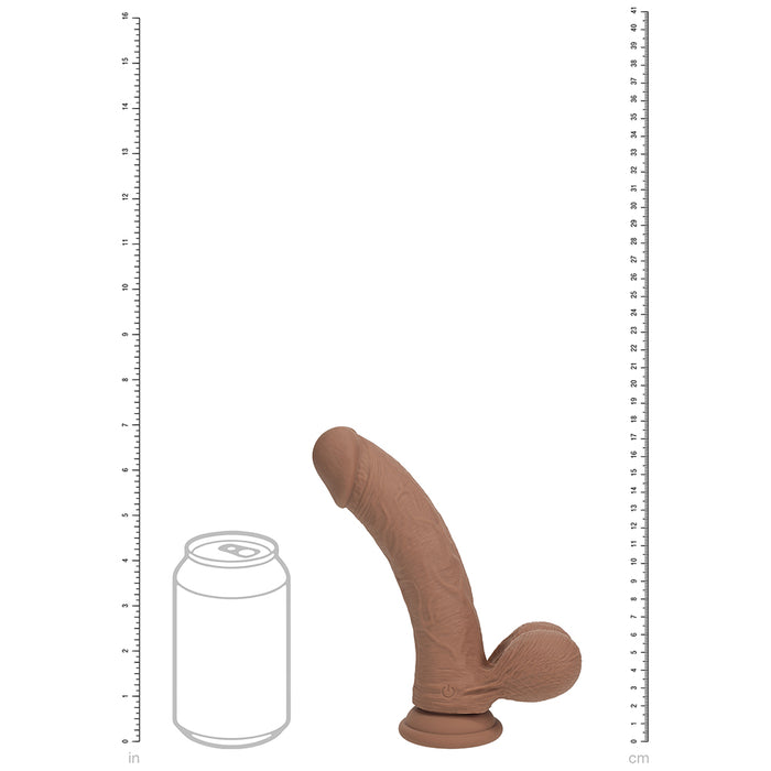 Realrock Realistic Dual Density Vibrating Silicone Dildo with Weighted Balls 7 in. Tan