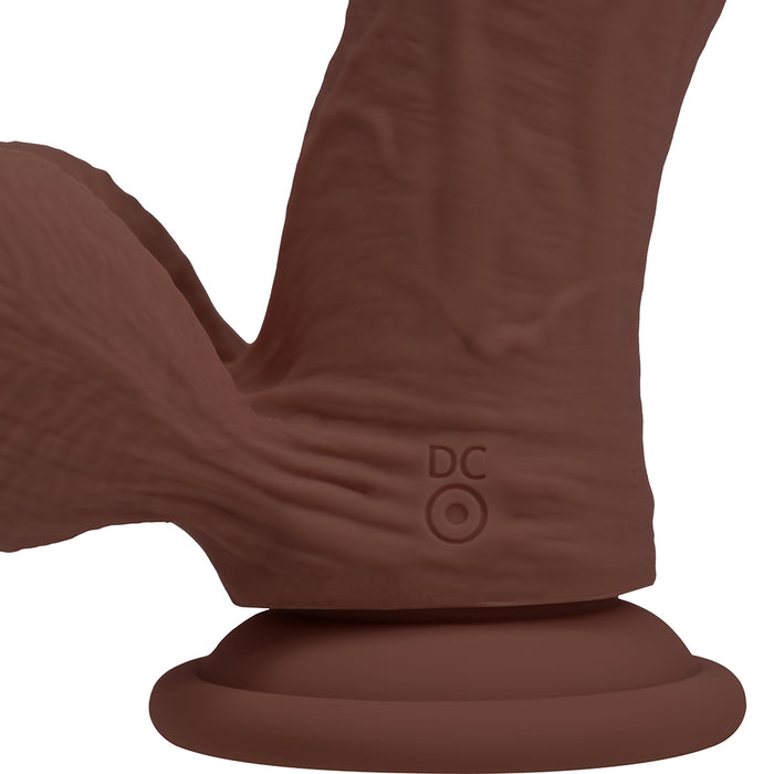 Realrock Realistic Dual Density Vibrating Silicone Dildo with Weighted Balls 8 in. Brown