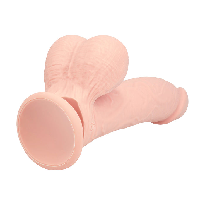 Realrock Realistic Dual Density Vibrating Silicone Dildo with Weighted Balls 8 in. Beige