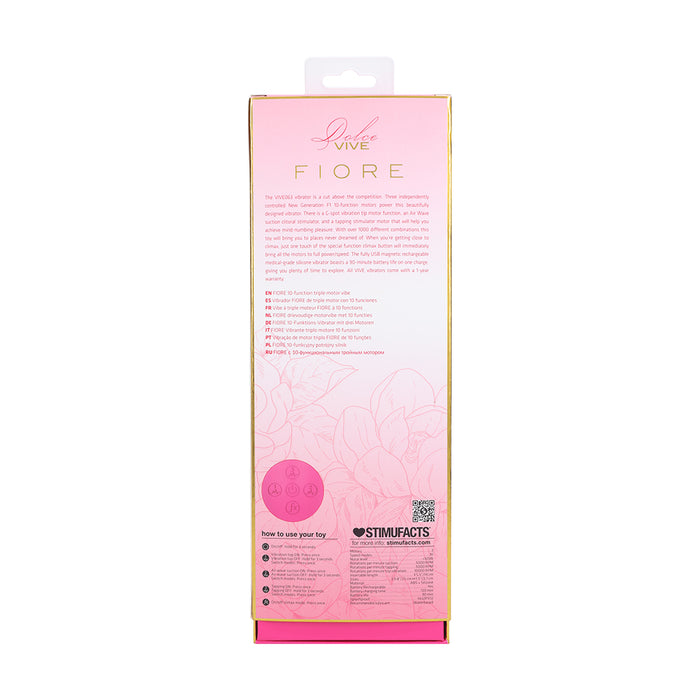 VIVE Fiore Rechargeable G-Spot Air Wave and Tapping Flared Clit Stimulator Pink