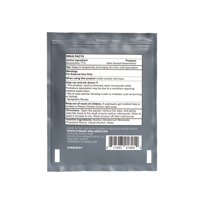 Dynamo Wellness Maximum Strength Delay Wipe 7.5% - 6 Pack
