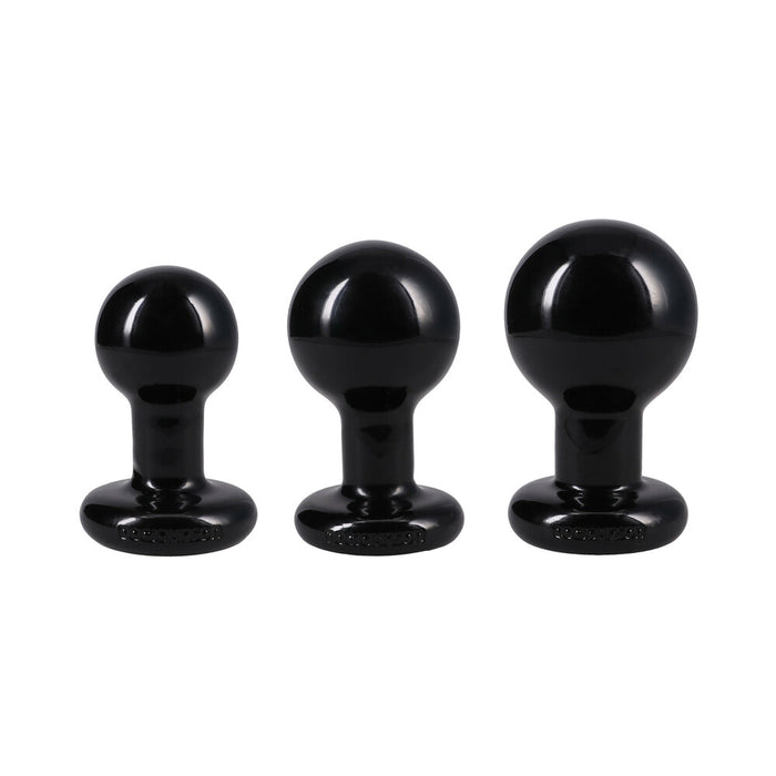 The Classic Round Butt Plug Black 3-Piece Set