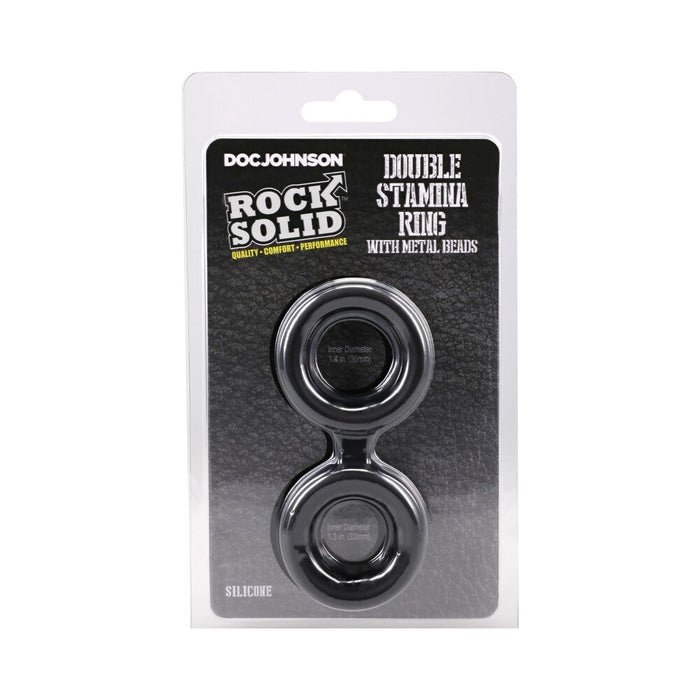 ROCK SOLID Silicone Double Stamina Ring with Metal Beads Black
