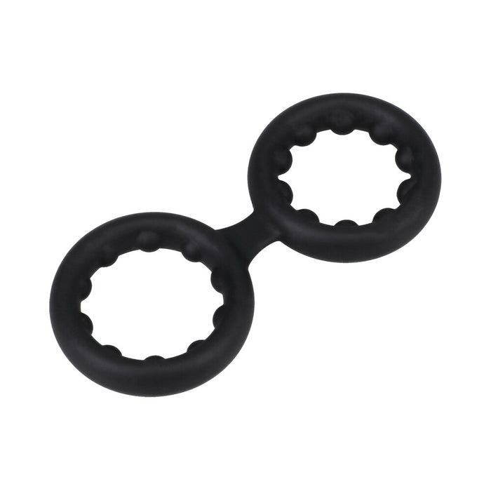 ROCK SOLID Silicone Double Stamina Ring with Metal Beads Black