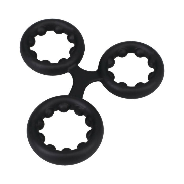 ROCK SOLID Silicone Triple Stamina Ring with Metal Beads Black