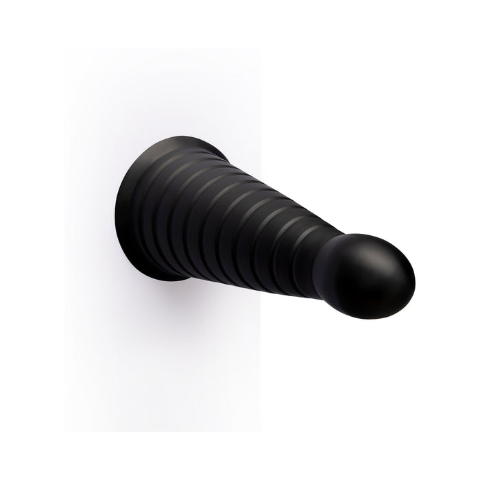 b-Vibe Cone 10 in. Tapered & Ribbed Dildo with Suction Cup