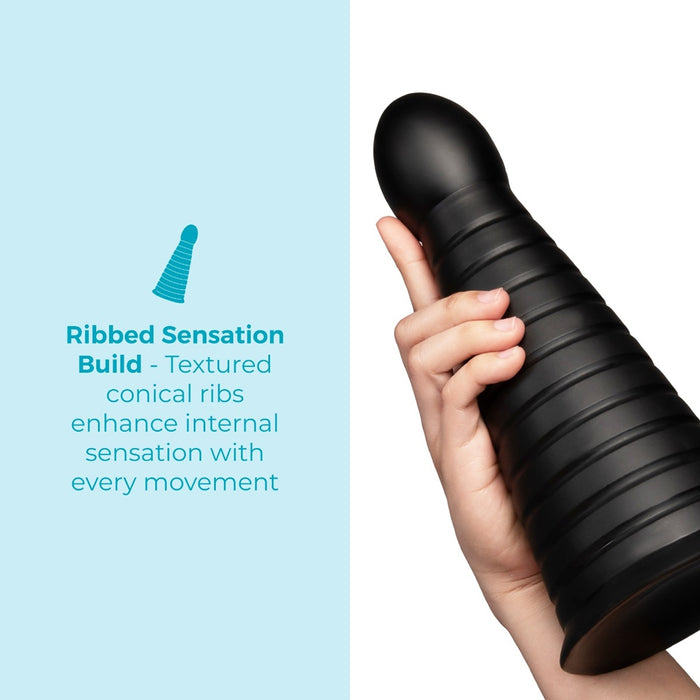 b-Vibe Cone 10 in. Tapered & Ribbed Dildo with Suction Cup